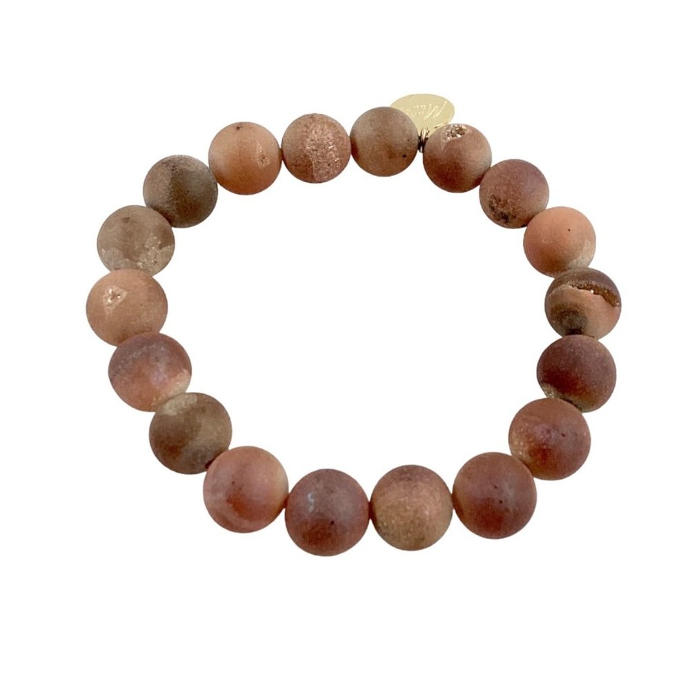 Monica Mauro Beaded Bracelet, S/M, Natural Druzy Agate, Quartz, Metaphysical - Picture 2 of 13
